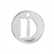 Breloque ronde lettre D - 8.5 mm en Argent 925 x1