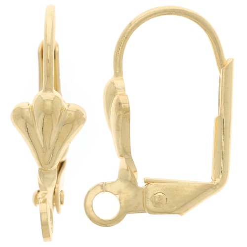 Dormeuses fleur de lys avec anneau 16 mm Doré x2