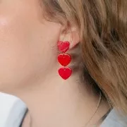 Clous d'oreilles coeur en acétate  14x15.5 mm - Light rose nacré x2