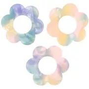 Pendentif fleur 18 mm en acétate - Ecaille de tortue Bleu - Rose x1