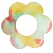 Pendentif fleur 18 mm en acrylique - Ecaille de tortue Rouge - Bleu x1|raw }}