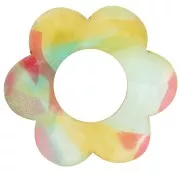 Pendentif fleur 18 mm en acrylique - Ecaille de tortue Rouge - Bleu x1