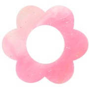 Pendentif fleur 18 mm en acrylique  - Marbré rose pailleté x1