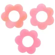 Pendentif fleur 18 mm en acrylique  - Marbré rose pailleté x1