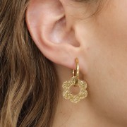 Pendentif fleur 18 mm en acrylique - Pailleté doré x1