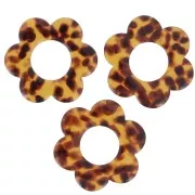 Pendentif fleur 18 mm en acétate - Terrazzo Marron - Noir x1