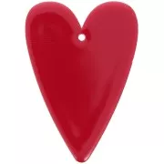 Pendentif coeur 34x24 mm en acrylique - Rouge x1
