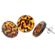 Clous d'oreilles ronds 15 mm en acétate - Terrazzo Marron - Noir x2