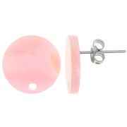 Clous d'oreilles ronds 15 mm en acrylique - Marbré rose pailleté x2|raw }}