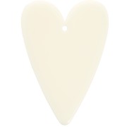 Pendentif coeur 34x24 mm en acrylique - Ecru x1