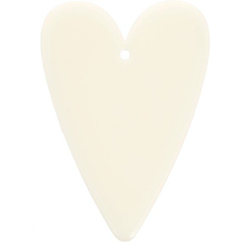 Pendentif coeur 34x24 mm en acrylique - Ecru x1