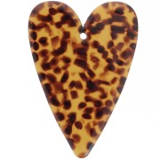 Pendentif coeur 34x24 mm en acétate - Terrazzo Marron - Noir x1