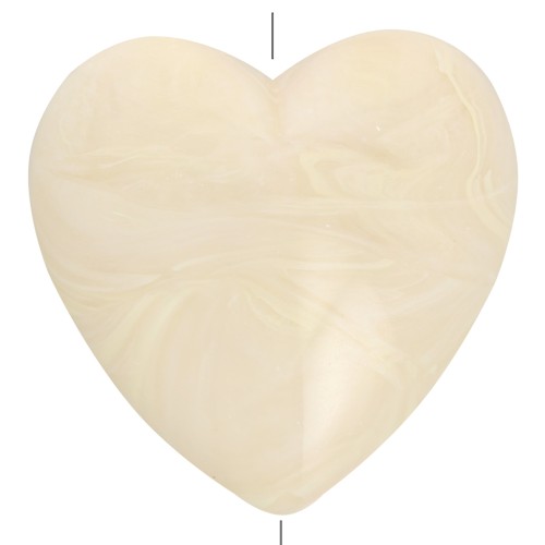 Perle coeur 17x18 mm en résine opaque - Crème marbré x1