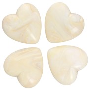Perle coeur 17x18 mm en résine opaque - Crème marbré x1