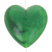 Perle coeur 17x18 mm en résine opaque - Vert marbré x1