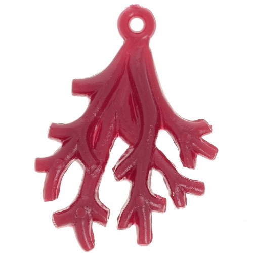 Pendentif corail  en résine opaque 31x23 mm - Rouge vif x1