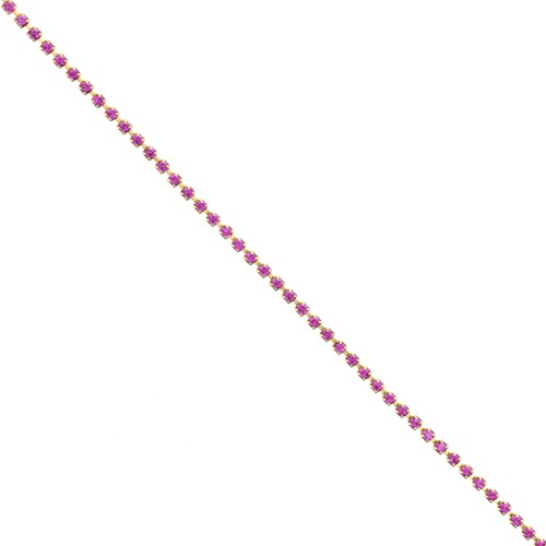 Chaîne en laiton brut strass en cristal taillé 2.10 mm Fuchsia x50cm