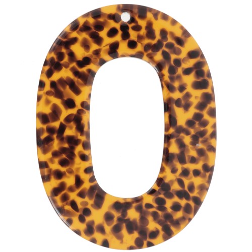 Pendentif ovale évidé 47x34 mm en acétate - Terrazzo Marron - Noir x1