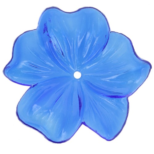Pendentif Fleur  23 mm en résine transparente - Bleu cobalt x1