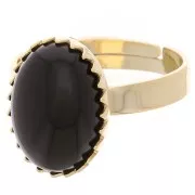 Bague réglable pour cabochon à fond plat 14x10 mm - Doré à l'or fin x1