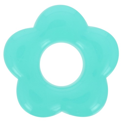 Pendentif fleur 20 mm en acrylique translucide - Bleu turquoise x1