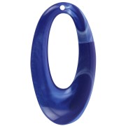 Pendentif ovale évidé en résine opaque 47x26 mm - Marbré bleu royal x1|raw }}