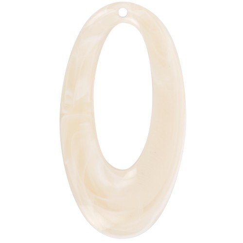 Pendentif ovale évidé en résine translucide 47x26 mm - Marbré beige x1