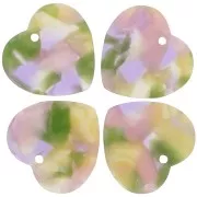 Sequin coeur 15x16.5 mm en acétate - Ecaille de tortue - Vert Violet x1