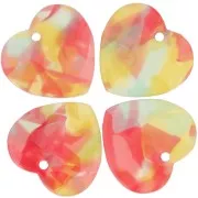 Sequin coeur 15x16.5 mm en acrylique - Ecaille de tortue Rouge - Bleu x1