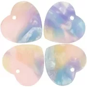 Sequin coeur 15x16.5 mm en acétate - Ecaille de tortue Bleu - Rose x1