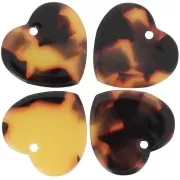 Sequin coeur 15x16.5 mm en acétate - Ecaille de tortue - Marron - Noir x1