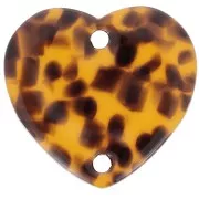 Intercalaire coeur 15x16.5 mm en acétate - Terrazzo Marron - Noir x1