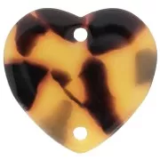 Intercalaire coeur 15x16.5 mm en acétate - Ecaille de tortue - Marron - Noir x1
