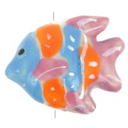 Perle poisson en céramique 17x22 mm - Rose vintage - Bleu - Orange x1|raw }}