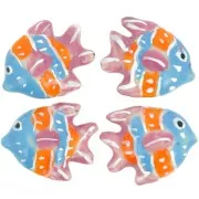 Perle poisson en céramique 17x22 mm - Rose vintage - Bleu - Orange x1