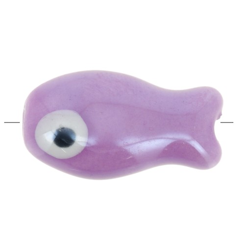 Perle poisson en céramique 10x19 mm - Violet x1