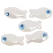 Perle poisson en céramique 10x19 mm - Blanc x1
