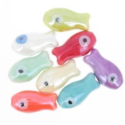 Assortiment de perles poissons en céramique 10x19 mm - Multicolore x8|raw }}