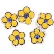 Perle fleur en céramique 17 mm - Jaune x1