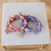 Perle fleur en céramique 17 mm - Bleu x1