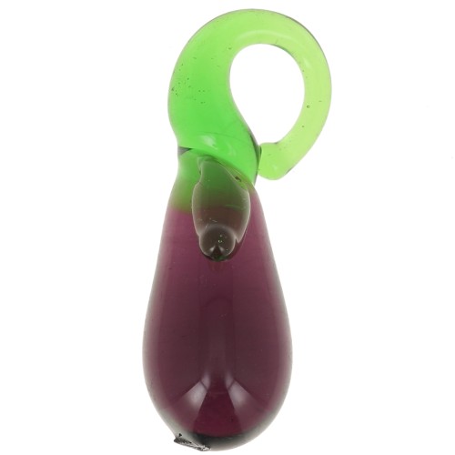 Breloque aubergine en verre 24x8 mm - Violet - Vert x1