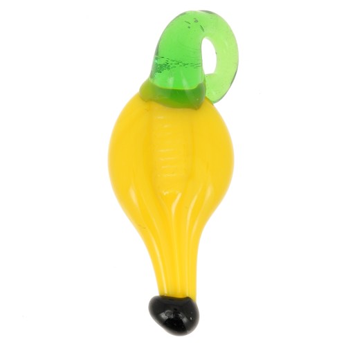 Breloque banane en verre 31x12 mm - Jaune - Vert x1