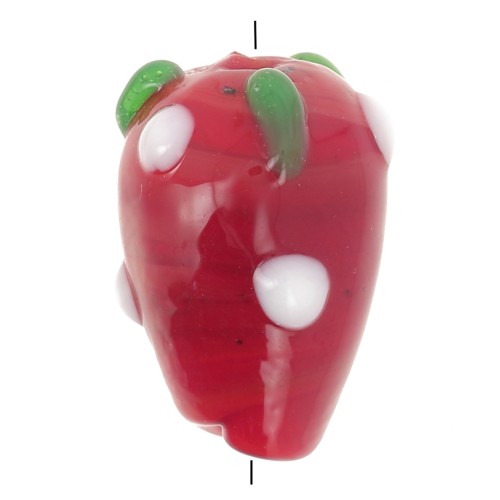 Perle fraise en verre 12x8 mm - Rouge x1