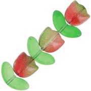 Set de 6 Perles Tulipe en verre - 14 mm - Fleur Rouge - Vert|raw }}