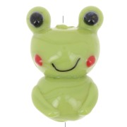 Perle grenouille en verre 22x14 mm - Vert x1