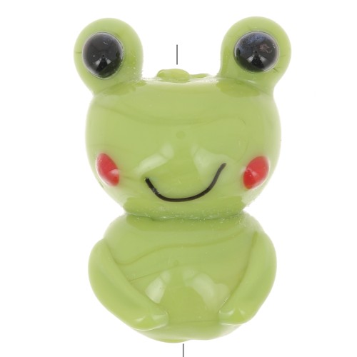 Perle grenouille en verre 22x14 mm - Vert x1