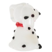 Perle chien - Dalmatien - en verre 21x18 mm - Blanc - Noir x1