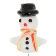 Perle bonhomme de neige en verre 24x18 mm - Blanc - Noir x1|raw }}
