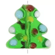 Perle sapin de Noël en verre 16x16 mm - Vert x1