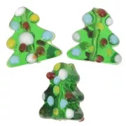 Perle sapin de Noël en verre 16x16 mm - Vert x1